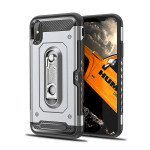 Wholesale iPhone X (Ten) Rugged Kickstand Armor Case with Card Slot (Silver)